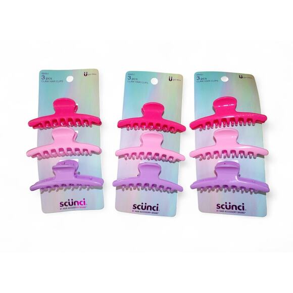 scunci Other - Lot of Girl Plastic Hairclips Still on Card New Pinks Purple #032